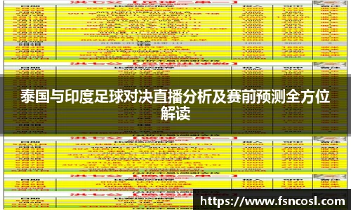 泰国与印度足球对决直播分析及赛前预测全方位解读